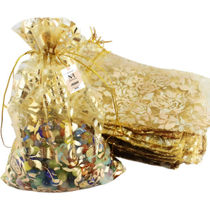 NFI essentials Potli Gift Pouches for Return Gifting, Pack of 50 Pcs (9x12 cm), Drawstring Burlap Pouch For Return Candy Gifts, Nikah, Birthday Suruku Pai Pouch