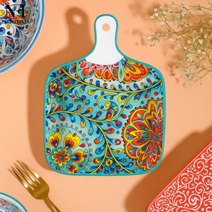 NFI essentials Ceramic Platter with Handle Serving Plate Microwave & Dishwasher Safe Ideal for Soup, Salads, Noodles & Side Dishes