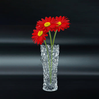 NFI essentials 10 Inches Crystal Clear Glass Vases for Flowers with Embossed Floral Design for Fresh or Artificial Flowers Decorative Centerpiece - AYAHA ENTERPRISES PRIVATE LIMITED