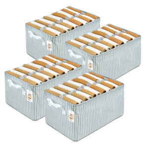 NFI essentials Pack of 4 Closet Organizer Box with Handles Large Foldable Storage Basket for Organizing Cloths, Toys, Books, Shelves, Space Saver Wardrobe Organizer