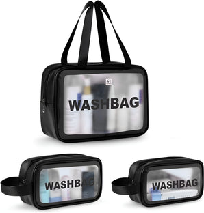 NFI essentials Set of 3 Transparent Wash Bag, Makeup Pouch for Women