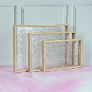 NFI essentials Set of 3 MDF Wooden Tray, Rectangle Enamel Coated Serving Trays for Breakfast, Snacks, (16x12, 14x10 & 12x8 inch) Dinning Table Decorative Tray for Home & Kitchen