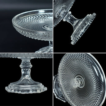 NFI essentials Crystal Clear Dessert Pedestal Stand Vintage Style Cake Plate Diamond Pattern Serving Platter Cakes, Pastries & Desserts Display for Parties, Weddings, and Gift - AYAHA ENTERPRISES PRIVATE LIMITED