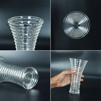 NFI essentials 9.6 Inches Crystal Clear Glass Vases for Flowers with Embossed Floral Design for Fresh or Artificial Flowers Decorative Centerpiece - AYAHA ENTERPRISES PRIVATE LIMITED