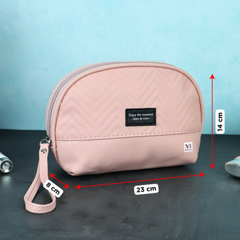 NFI essentials Makeup Pouch for Women, Cosmetic Bag, Semi-circle Stylish PU Pouch for Makeup Accessories, Travel Pouch Vanity Kit Organiser Toiletry Bag Make up Pouch for Girls - AYAHA ENTERPRISES PRIVATE LIMITED