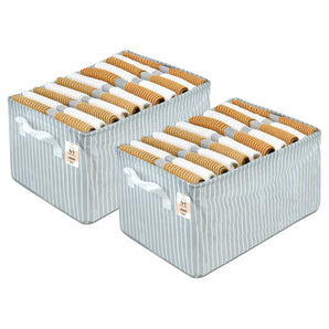 NFI essentials Pack of 2 Closet Organizer Box with Handles Large Foldable Storage Basket for Organizing Cloths, Toys, Books, Shelves, Space Saver Wardrobe Organizer