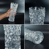 NFI essentials 10 Inches Crystal Clear Glass Vases for Flowers with Embossed Floral Design for Fresh or Artificial Flowers Decorative Centerpiece - AYAHA ENTERPRISES PRIVATE LIMITED
