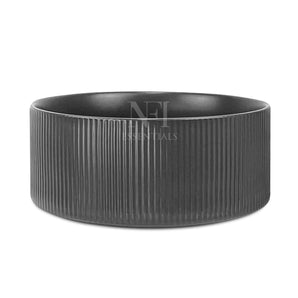 NFI essentials Frontier Ceramic Bowls Perfect For Snack, Side Dishes, Salads Or Desserts Beige Rib-Textured Multipurpose Uses Microwave & Oven Safe Ideal For Gifting & Daily Use (Dark Grey)