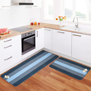 NFI essentials Set of 2 Polypropylene Anti-Slip Kitchen Floor Mat, Runner for Bedroom Strips Design Kitchen Mat, 117X38cm, 58x38cm