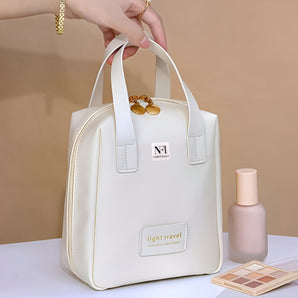 NFI essentials Portable Handheld Makeup Bag for Women with Compartments Large Capacity Travel Toiletry Cosmetic Bag with Handle Large Opening Makeup Pouch - AYAHA ENTERPRISES PRIVATE LIMITED