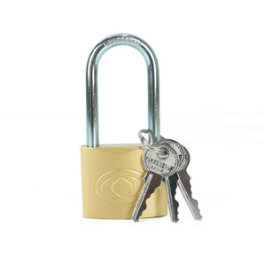 NFI essentials 50mm Lock Solid Brass Keyed Heavy-Duty Brass Long Shackle Locks with 3 Keys Rust-Resistant Security Lock for Indoor & Outdoor Use