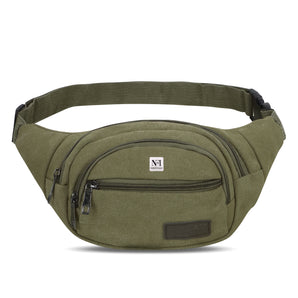 NFI essentials Waist Bag for Men & Women Multipurpose Large Fanny Pack for Hiking Travel Camping Running Sports Outdoors Canvas Belt Bag with Adjustable Strap