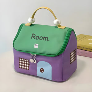 NFI essentials Makeup Pouch for Women, House Shaped Cosmetic Bag, Stylish Pouch for Makeup Accessories, Travel Pouch Vanity Kit Organiser Toiletry Bag Make up Pouch for Girls