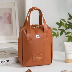 NFI essentials Portable Handheld Makeup Bag for Women with Compartments Large Capacity Travel Toiletry Cosmetic Bag with Handle Large Opening Makeup Pouch