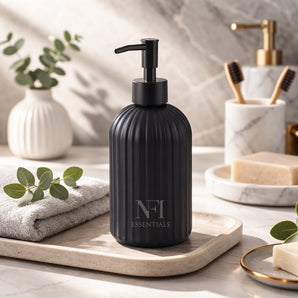 NFI essentials Ceramic Liquid Soap Dispenser Geometric Diamond Cut Design for Modern Bathroom & Kitchen Countertop Décor Accessory