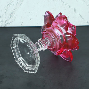 NFI essentials Tealight Lotus Flower Candle Holder with Clear Pedestal Base Artistic Centerpiece for Home Décor, Meditation, Special Occasions, and Festive Lighting - AYAHA ENTERPRISES PRIVATE LIMITED