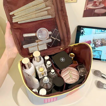 NFI essentials Makeup Pouch for Women, House Shaped Cosmetic Bag, Stylish Pouch for Makeup Accessories, Travel Pouch Vanity Kit Organiser Toiletry Bag Make up Pouch for Girls - AYAHA ENTERPRISES PRIVATE LIMITED