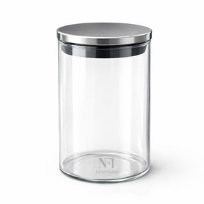NFI essentials Spice Glass Jar Container for Kitchen Masala Storage , Sugar, Tea and Other Dry food storage, Pickles, Coffee Beans Canister Jars 1000ml