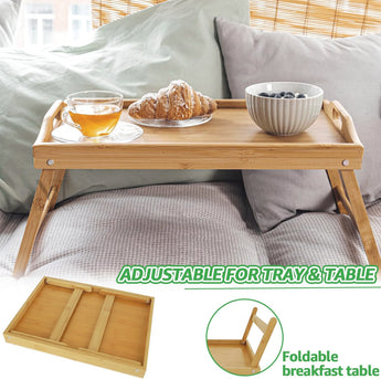 NFI essentials Bamboo Wood Foldable Breakfast Table, Bed Tray with Folding Legs, Serving Tray for Food Snacks, Portable Laptop Study Desk Table for Serving Dinner Tea (49x30 cm) - AYAHA ENTERPRISES PRIVATE LIMITED