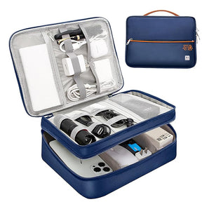 NFI essentials Electronics Accessories Organizer Bag, Portable Double Layer Travel Gadget Case Bag for USB Cables, Gadget, Power Bank, Battery, Charger, Hard Disk, Plug & more