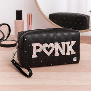 NFI essentials Makeup Pouch Cosmetic Pouch Vanity Case Jewellery Pouch Stationery Pencil Case Travel Organiser Travel Pouch Bag with Detachable Handle