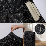 NFI Essentials Stretchable Black Geometric Printed Trolley Suitcase Cover 180 GSM Protective Luggage Cover for 4-Wheel Suitcases Anti-Scratch, Dustproof & Washable (22-24 Inch) - AYAHA ENTERPRISES PRIVATE LIMITED