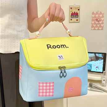 NFI essentials Makeup Pouch for Women, House Shaped Cosmetic Bag, Stylish Pouch for Makeup Accessories, Travel Pouch Vanity Kit Organiser Toiletry Bag Make up Pouch for Girls - AYAHA ENTERPRISES PRIVATE LIMITED