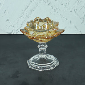 NFI essentials Tealight Lotus Flower Candle Holder with Clear Pedestal Base Artistic Centerpiece for Home Décor, Meditation, Special Occasions, and Festive Lighting