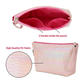 NFI essentials PU Makeup Pouches Stylish Pouch for Makeup Accessories Cosmetic Pouches for Women Toiletry Bag for Girls Make up Pouch for Women Storage Cosmetic Pouches Multifunctional Cosmetic Bag - AYAHA ENTERPRISES PRIVATE LIMITED
