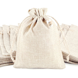 NFI essentials Jute Potli Gift Pouches for Return Gift, Pack of 50 Pcs (10x14 cm), Drawstring Burlap Pouch For Return Organza Candy Gifts, Nikah, Birthday Suruku Pai Pouch