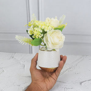 NFI essentials Artificial Flower Arrangement with Pot, Decorative Vase for Home Decor, Table Centerpiece, Office Desk, Living Room & Gift Item