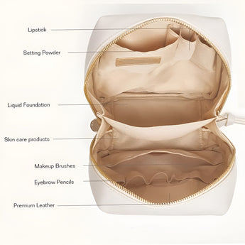 NFI essentials Portable Handheld Makeup Bag for Women with Compartments Large Capacity Travel Toiletry Cosmetic Bag with Handle Large Opening Makeup Pouch - AYAHA ENTERPRISES PRIVATE LIMITED