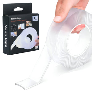 NFI essentials Double Sided Nano Tape 1 Inch & 3m Lenght Heavy Duty Mounting Tape Silicone Multipurpose Anti-Slip Gel Multi-Functional Transparent Nano Grip washable Removable