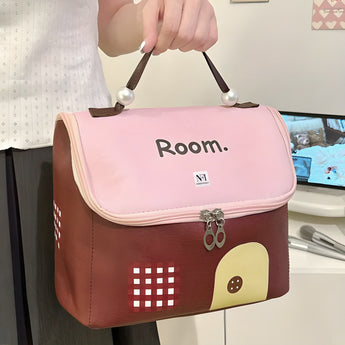 NFI essentials Makeup Pouch for Women, House Shaped Cosmetic Bag, Stylish Pouch for Makeup Accessories, Travel Pouch Vanity Kit Organiser Toiletry Bag Make up Pouch for Girls - AYAHA ENTERPRISES PRIVATE LIMITED