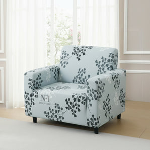 NFI Essentials 1 Seater Stretchable Sofa Cover Elegant Floral Leaf Design, Soft Polyester Spandex Fabric, Anti-Slip, Wrinkle-Resistant, Washable Couch Slipcover for Living Room Furniture Protection