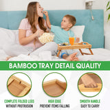 NFI essentials Bamboo Wood Foldable Breakfast Table, Bed Tray with Folding Legs, Serving Tray for Food Snacks, Portable Laptop Study Desk Table for Serving Dinner Tea (49x30 cm) - AYAHA ENTERPRISES PRIVATE LIMITED