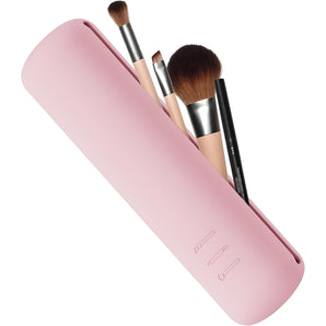 NFI essentials Large Travel Makeup Brush Holder, Silicone Portable Cosmetic Face Brushes Case with Magnetic Closure, Soft and Sleek WaterProof Small Makeup Brush Pouch