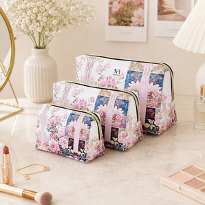 NFI essentials Set of 3 Printed Cosmetic Pouch for Women, Stylish Pouches for Makeup Accessories Travel Pouch,Makeup Pouch,Vanity Case,Jewellery Pouch,Toiletry Make up Bag