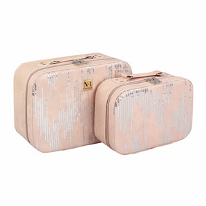 NFI essentials Printed Makeup Box Set Of 2 Cosmetic Box Jewellery Bridal Box Trousseau Box Vanity Beauty Case Organizer For Wedding Makeup Bag For Bride