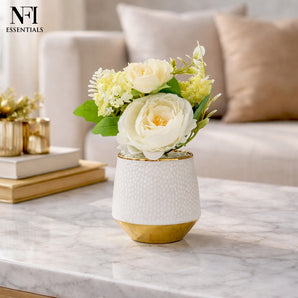 NFI essentials Artificial Flower Arrangement with Pot, Decorative Vase for Home Decor, Table Centerpiece, Office Desk, Living Room & Gift Item