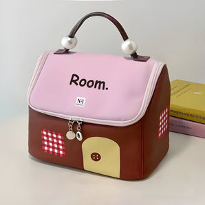 NFI essentials Makeup Pouch for Women, House Shaped Cosmetic Bag, Stylish Pouch for Makeup Accessories, Travel Pouch Vanity Kit Organiser Toiletry Bag Make up Pouch for Girls - AYAHA ENTERPRISES PRIVATE LIMITED