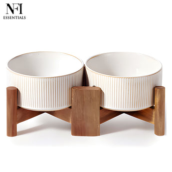 NFI essentials Frontier Ceramic Bowls Perfect For Snack, Side Dishes, Salads Or Desserts White Rib-Textured Multipurpose Uses Microwave & Oven Safe Ideal For Gifting & Daily Use  (575 ml) - AYAHA ENTERPRISES PRIVATE LIMITED