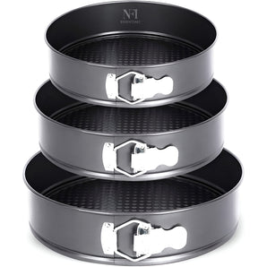 NFI Essentials Set of 3 Non-stick Cheesecake Pan, Leakproof Round Cake Pan Mould Baking Tray Lockable for Kitchen, Weddings, Parties, Family Occasions