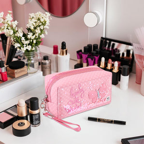 NFI essentials Makeup Pouch Cosmetic Pouch Vanity Case Jewellery Pouch Stationery Pencil Case Travel Organiser Travel Pouch with Detachable Handle