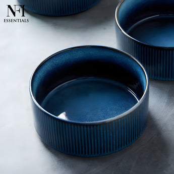 NFI essentials Frontier Ceramic Bowls Perfect For Snack, Side Dishes, Salads Or Desserts White Rib-Textured Multipurpose Uses Microwave & Oven Safe Ideal For Gifting & Daily Use  (575 ml) - AYAHA ENTERPRISES PRIVATE LIMITED