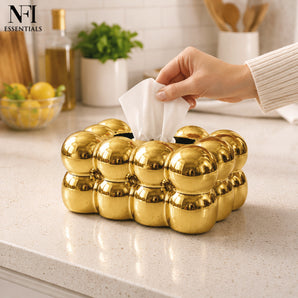 NFI essentials Tissue Holder Box, European Style Luxurious Tissue Cover for Home, Office, Bedroom, Restaurant, Vintage Plastic Rose Tissue Box Holder for Home Office Decoration