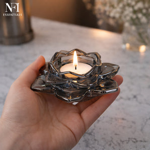 NFI essentials Exquisite Lotus Flower shaped Tea Light Candle or Diya Holder Decorative Centerpiece for Home Decor and Festival Like Diwali, Christmas or Eid