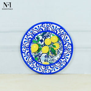 NFI essentials Ceramic Round Shape Table Trivet Coaster with Cork Base Perfect for Hot Dishes, Bowl, Teapots Premium Hot Coaster Heat-Resistant & Stylish (17 Cm)