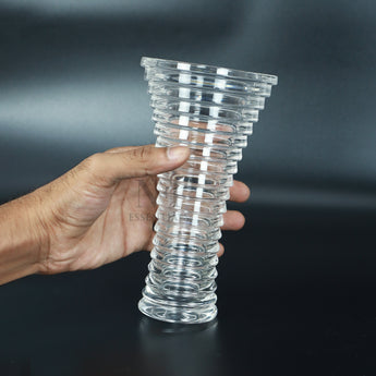 NFI essentials 9.6 Inches Crystal Clear Glass Vases for Flowers with Embossed Floral Design for Fresh or Artificial Flowers Decorative Centerpiece - AYAHA ENTERPRISES PRIVATE LIMITED