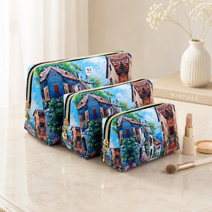 NFI essentials Set of 3 Printed Cosmetic Pouch for Women, Stylish Pouches for Makeup Accessories Travel Pouch,Makeup Pouch,Vanity Case,Jewellery Pouch,Toiletry Make up Bag